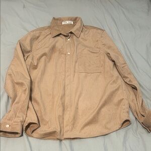 SHEIN Brown Striped Button Down Shirt for Kids